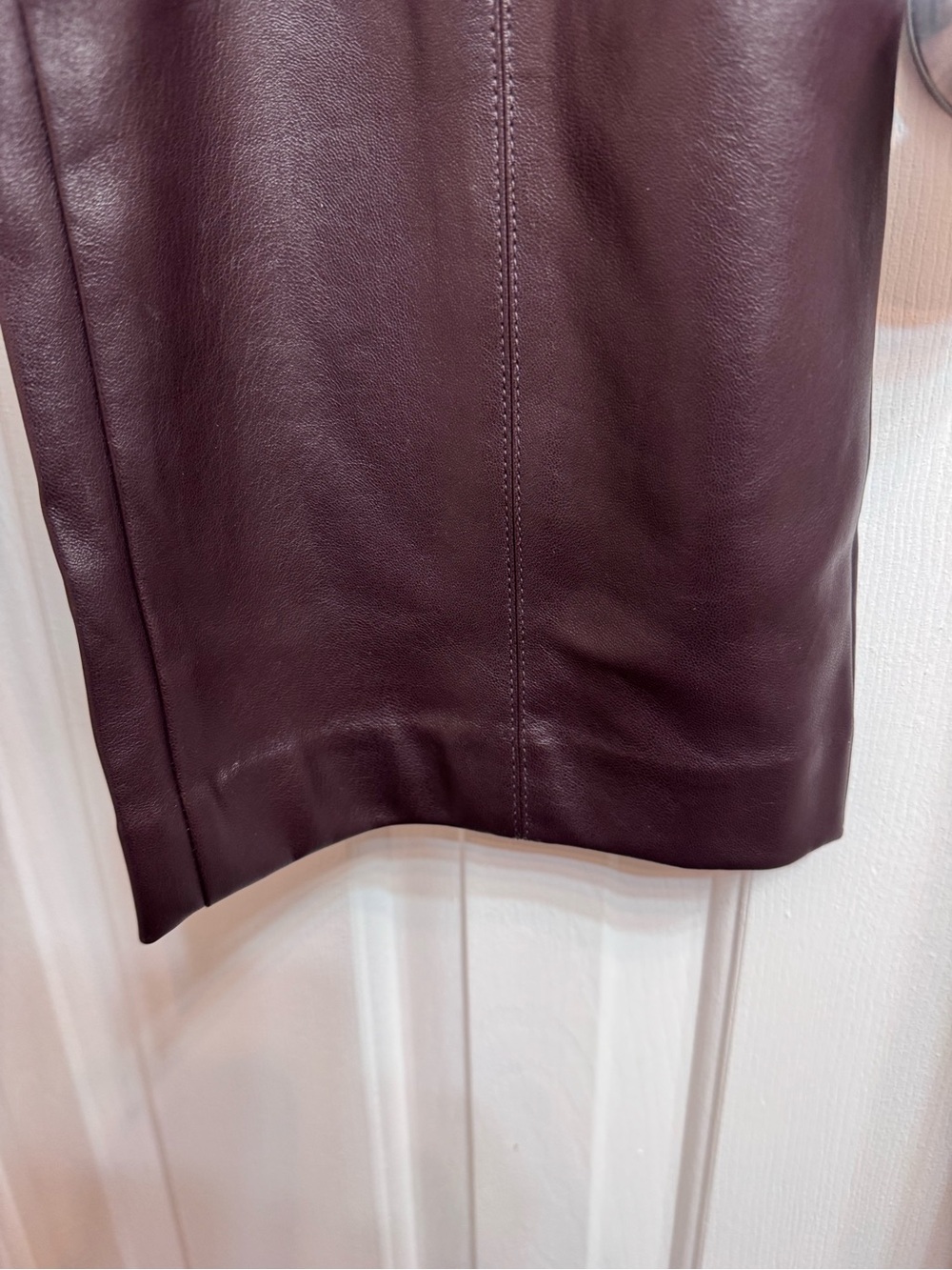 Ann Taylor Faux Leather Straight-Leg Cropped Pants in Dark Brown - Picture 4 of 13